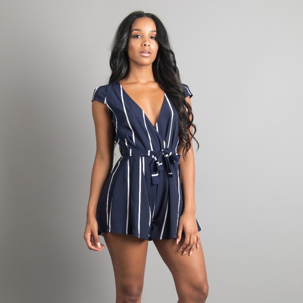 Gina | Pinstripe Playsuit